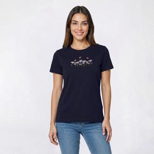 Womens Madison Taylor Daisies & Butterflies Embroidered Tee
